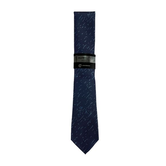Alfani Mens Abstract Slim Neck Tie Blue 2.75" - Picture 2 of 3
